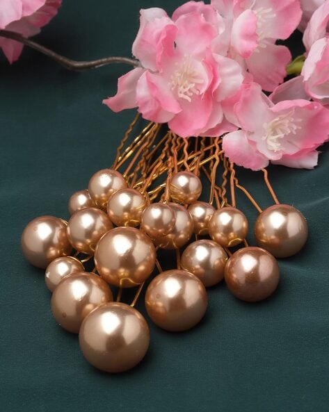 Gold and deals pearl hair accessories