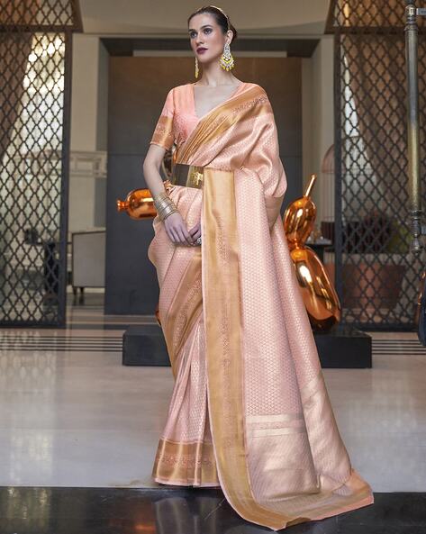 Peach Silk Zari Embroidered Banarasi Saree Set Design by Jayanti Reddy at  Pernia's Pop Up Shop 2024