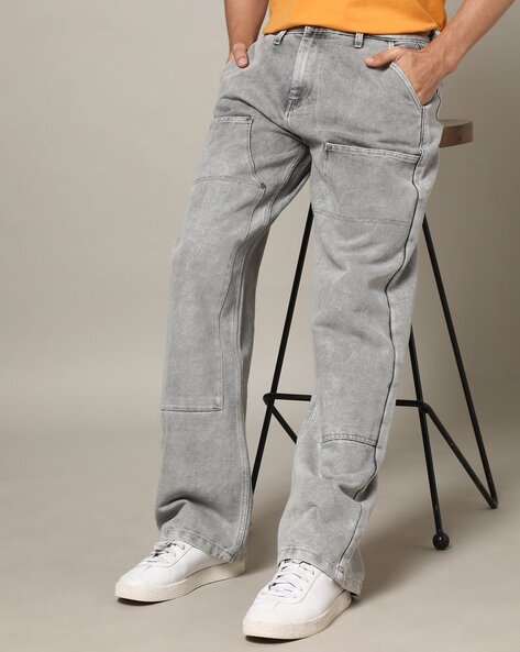 Jeans For Men Baggy Pants Loose Fit Wide Leg Straight Cut Light Blue 2023  Spring And Summer Men's Jeans Streetwear Hiphop Casual