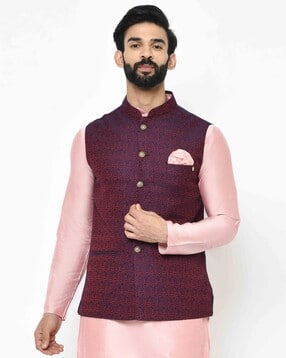 kisah Men Paisley Woven Regular Fit Nehru jacket-picture-16