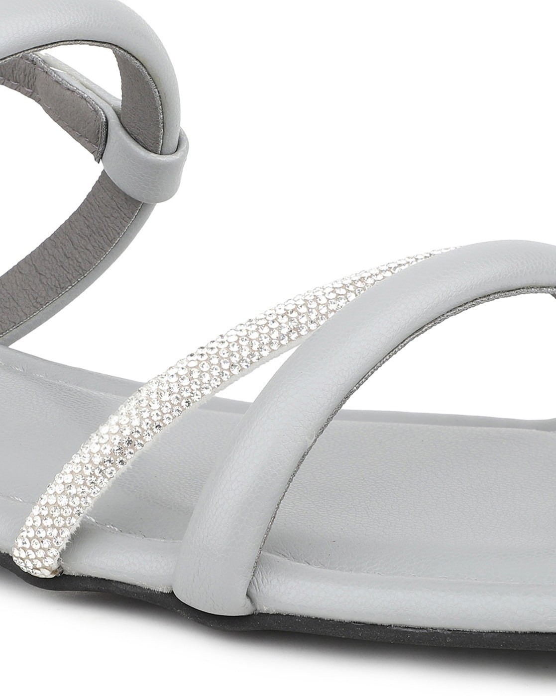 Grey Flat Ankle Strap Womens Sandal - Movin Air Shoes