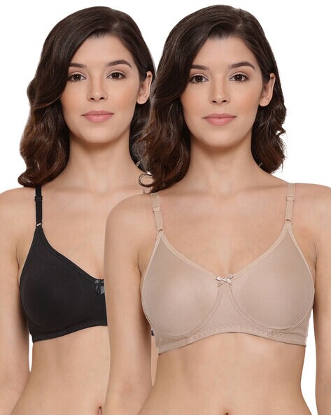 IN CARE Beige & Black Cotton T-Shirt Bras - Pack Of 2