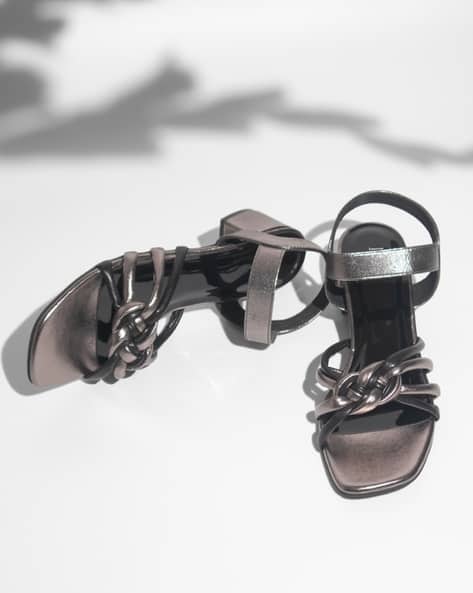 Buy Charcoal Heeled Sandals for Women by Online - Main Image