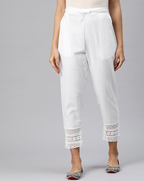 Buy Lyra Women's Solid White Strech Pencil Pant Online at Best