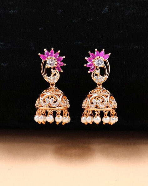 Ruby Earrings,south sea pearl earring,party wear earrings,south indian –  Nihira