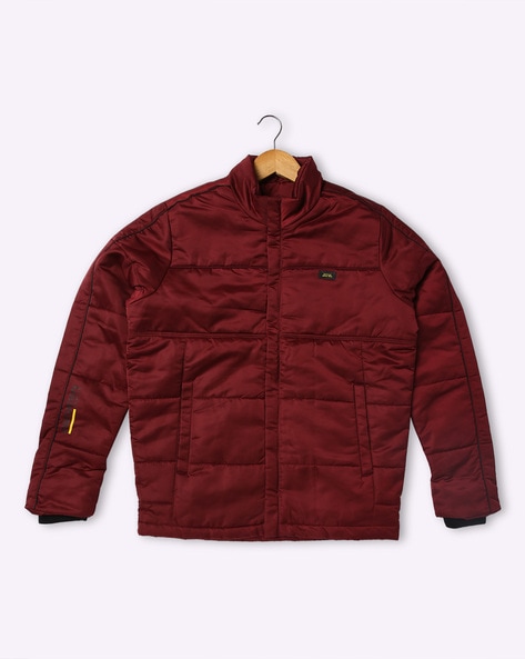 Spykar Men Wine Nylon Regular Fit Jacket