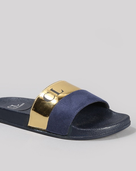 Womens navy hot sale sliders