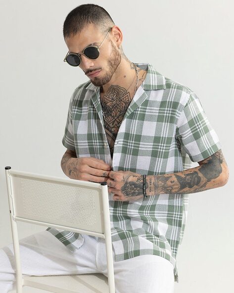 Buy Green & White Shirts for Men by SNITCH Online