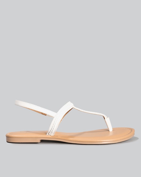 Buy Beige Rosse T-strap Flat Sandals by The Madras Trunk Online at Aza  Fashions.