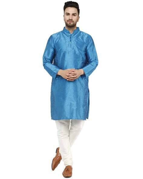 ENCIGER Solid Mandarin-Neck Kurta Pyjama Sets