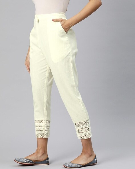 Buy Now,Cotton Women Off White Pants - Ethnicity India