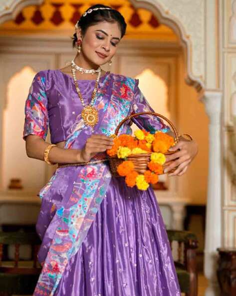 Dua Lehenga Set, Modal Satin Purple Lehenga Set