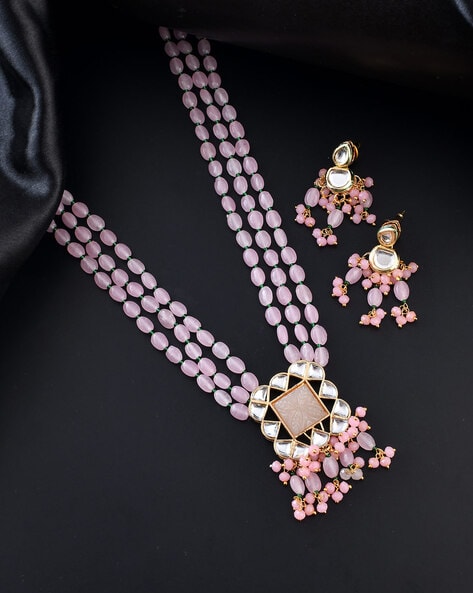 Jade Beaded Pink Tassel Necklace – JewelryByTm