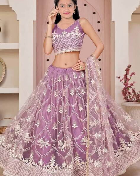 Buy Elegant Light Green Georgette Festive Lehenga Choli Online – Inddus.com