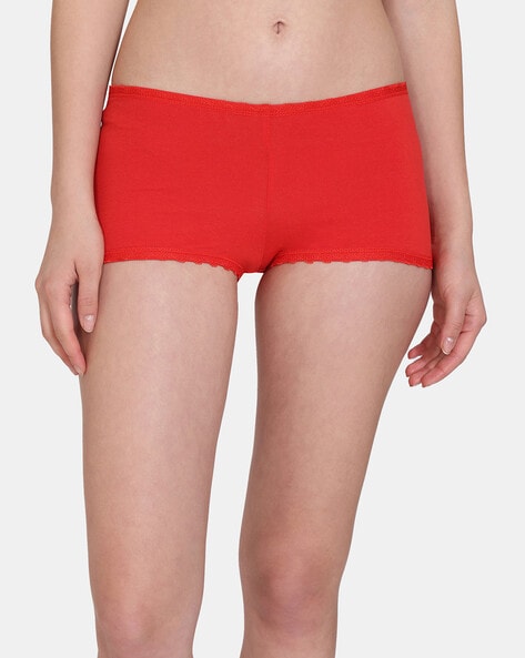 Buy Zivame Low Rise Full Coverage Boyshorts - Rose Red at Rs.299