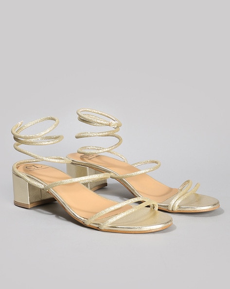 Glamorous block heel metallic sandals in gold | ASOS