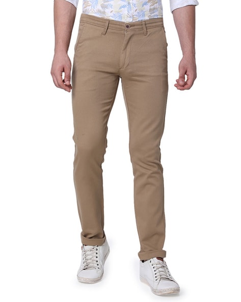 Buy Oxemberg Cotton Slim Fit Solid Casual Trouser for Men (Blue, 30)  (H4993B) at Amazon.in