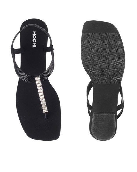 Buy Black Flat Sandals for Women by Mochi Online