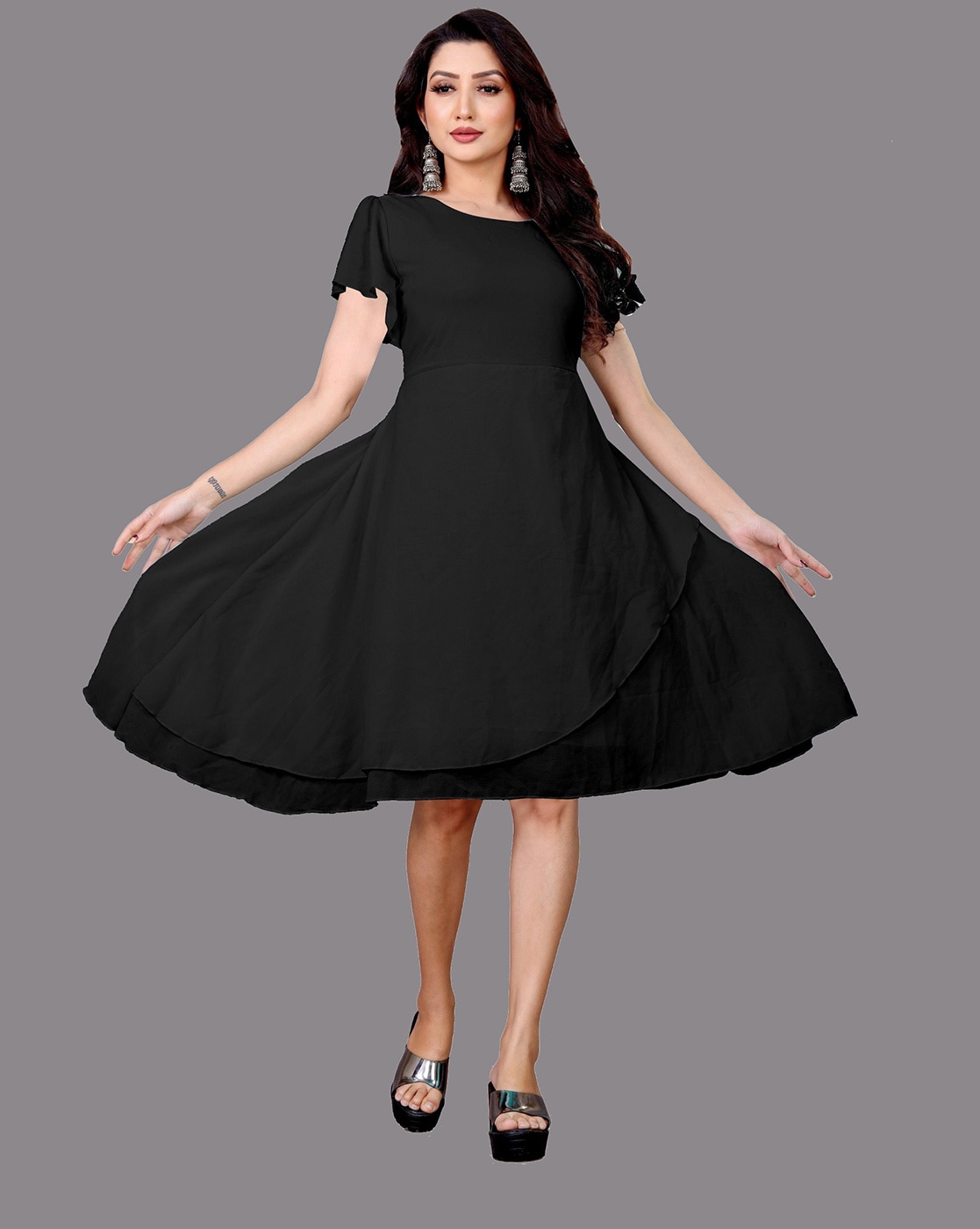 NEBULA BLACK ORGANZA DRESS - Buy Designer Ethnic Wear for Women Online in  India - Idaho Clothing