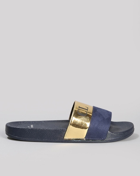 Navy discount sliders womens