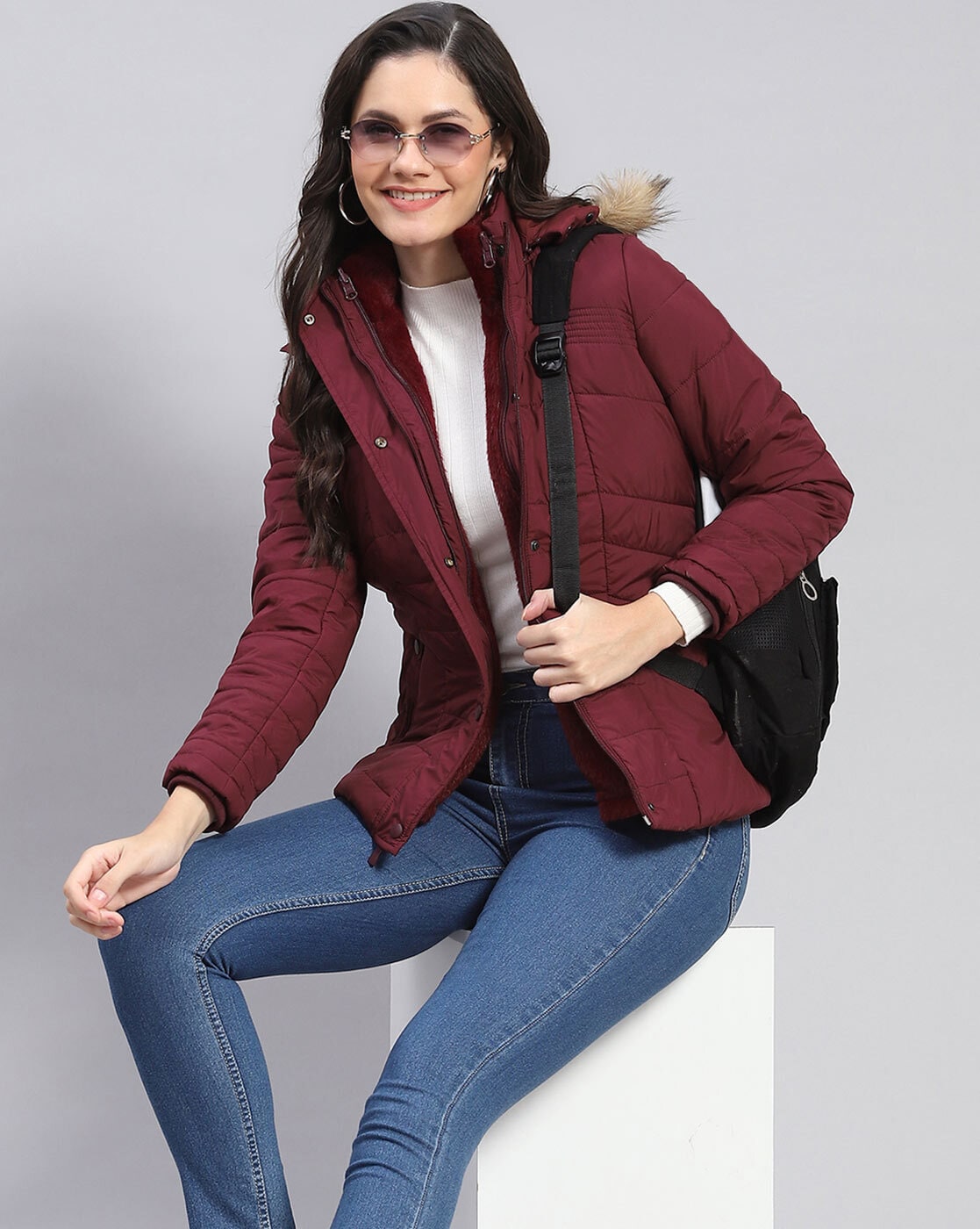 Buy Wine Maroon Jackets Coats for Women by MONTE CARLO Online Ajio