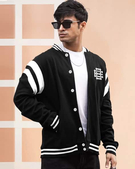 EYEBOGLER Men Striped Loose Fit Bomber Jacket