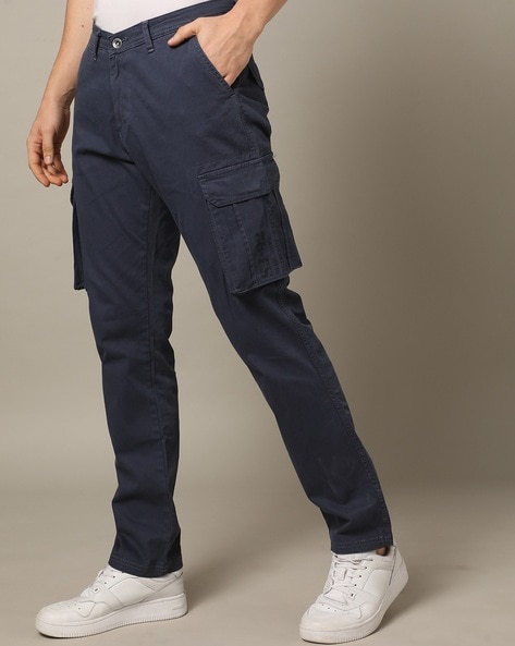 BOSS - Stretch-cotton cargo trousers with logo patch