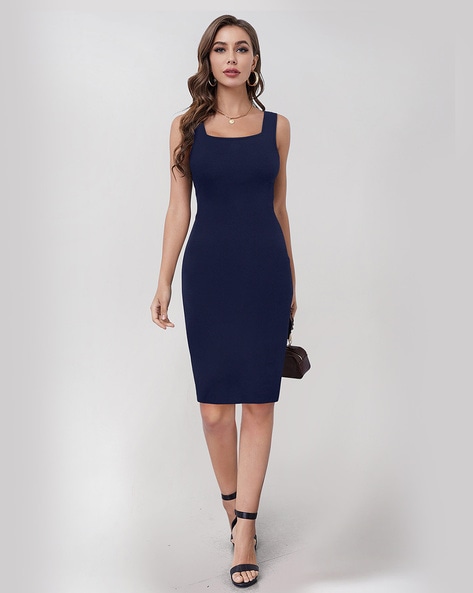 Bella & Blue Navy Plunge Maxi Dress | SilkFred