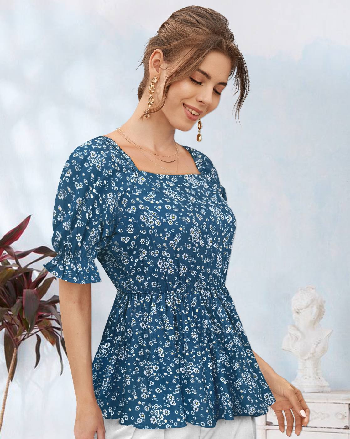 20SS BORDERS at BALCONY PEPLUM TEE KERI PERRY Floral Print 20SS BORDERS at BALCONY PEPLUM TEE KERI PERRY Floral Print