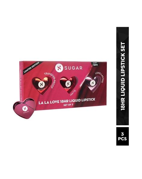 Sugar Cosmetics La La Love Liquid Lipstick Set - 01 Cherry Crush 02 Scarlet Smitten & 04 Mauve Mack