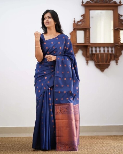 Buy Navy Blue Sarees for Women by Zinzraa Online