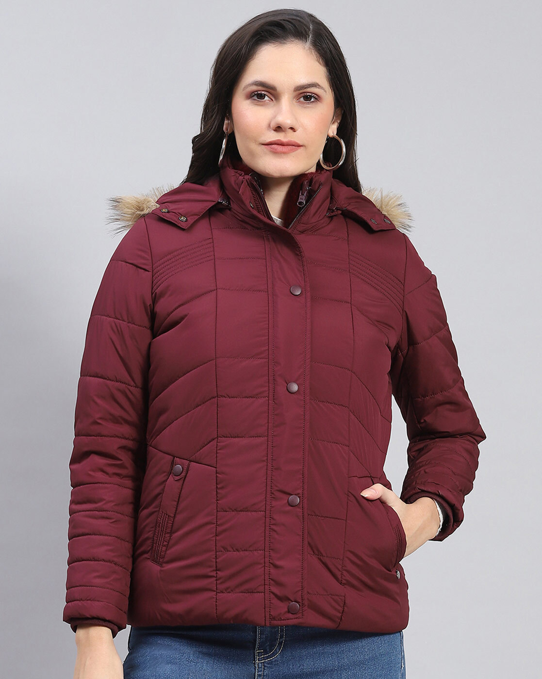 Buy Wine Maroon Jackets Coats for Women by MONTE CARLO