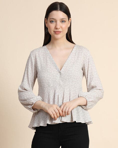 KERI PERRY Floral Print Wrap Top