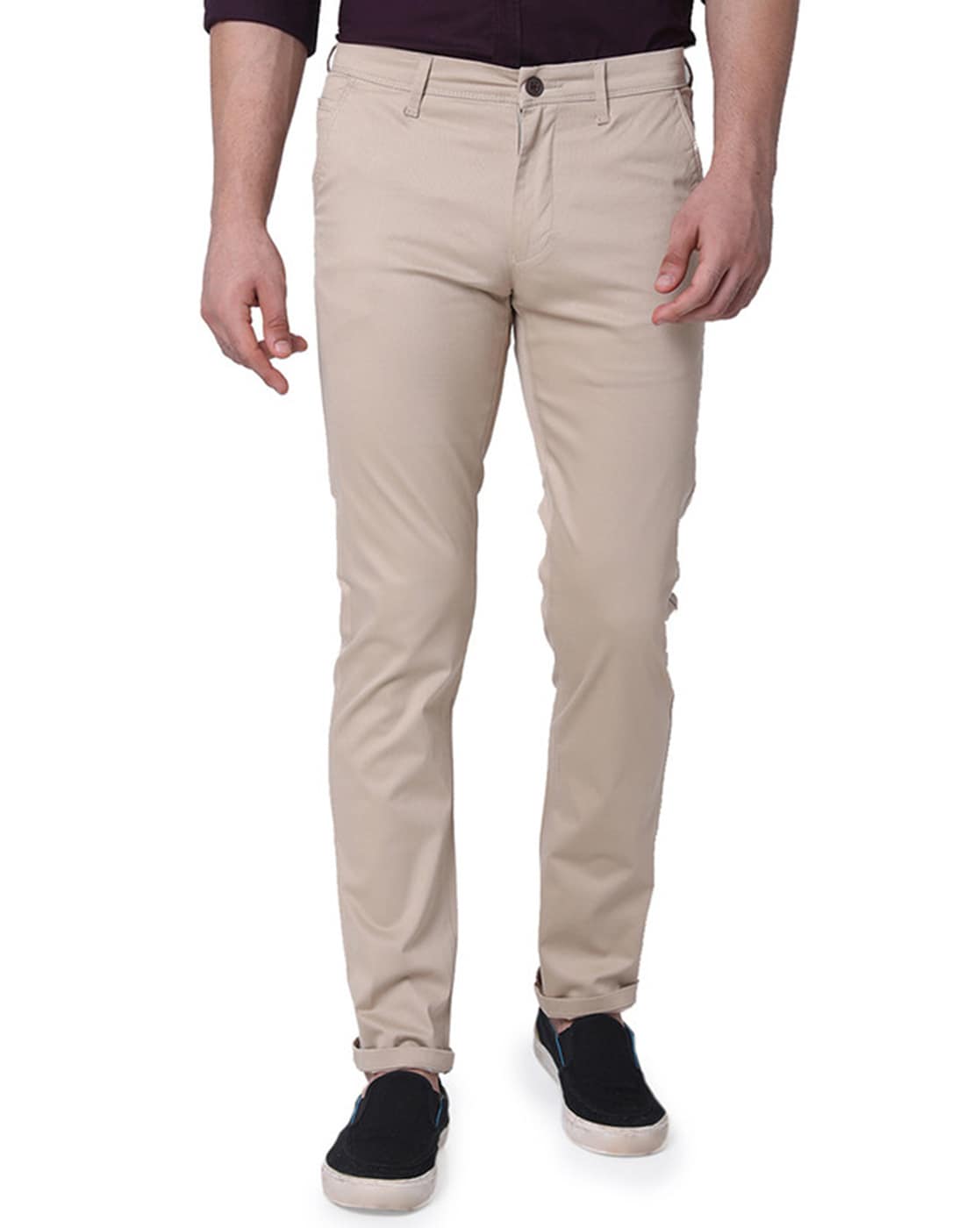 Buy Oxemberg Men Charcoal Grey Brawn Slim Fit Solid Trousers - Trousers for  Men 7744784 | Myntra