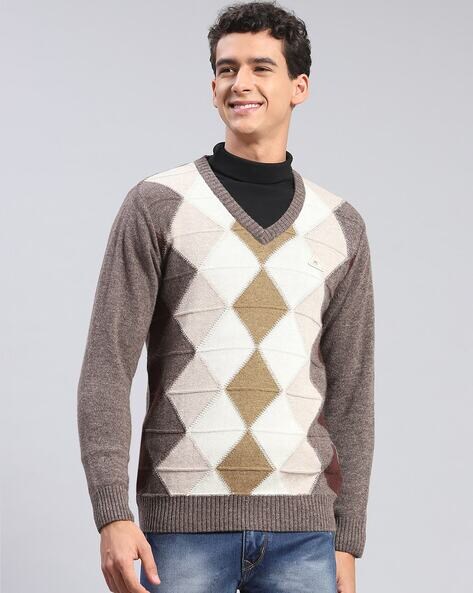 Buy London Fog Navy Blue Regular Fit Argyle Sweater for Mens