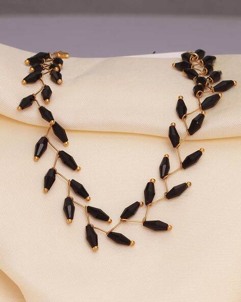 Beautiful Beads Necklace Chain in Black Stone Pendant – Siri Jewellery