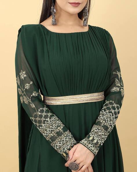 Buy ETHNIC YARD Embroidery Gown Dress Online | Ajio.com