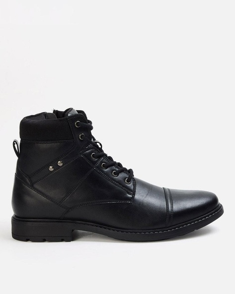 Men's mid calf black boots best sale