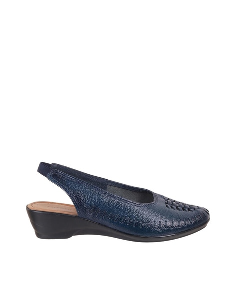 Navy low best sale wedge shoes