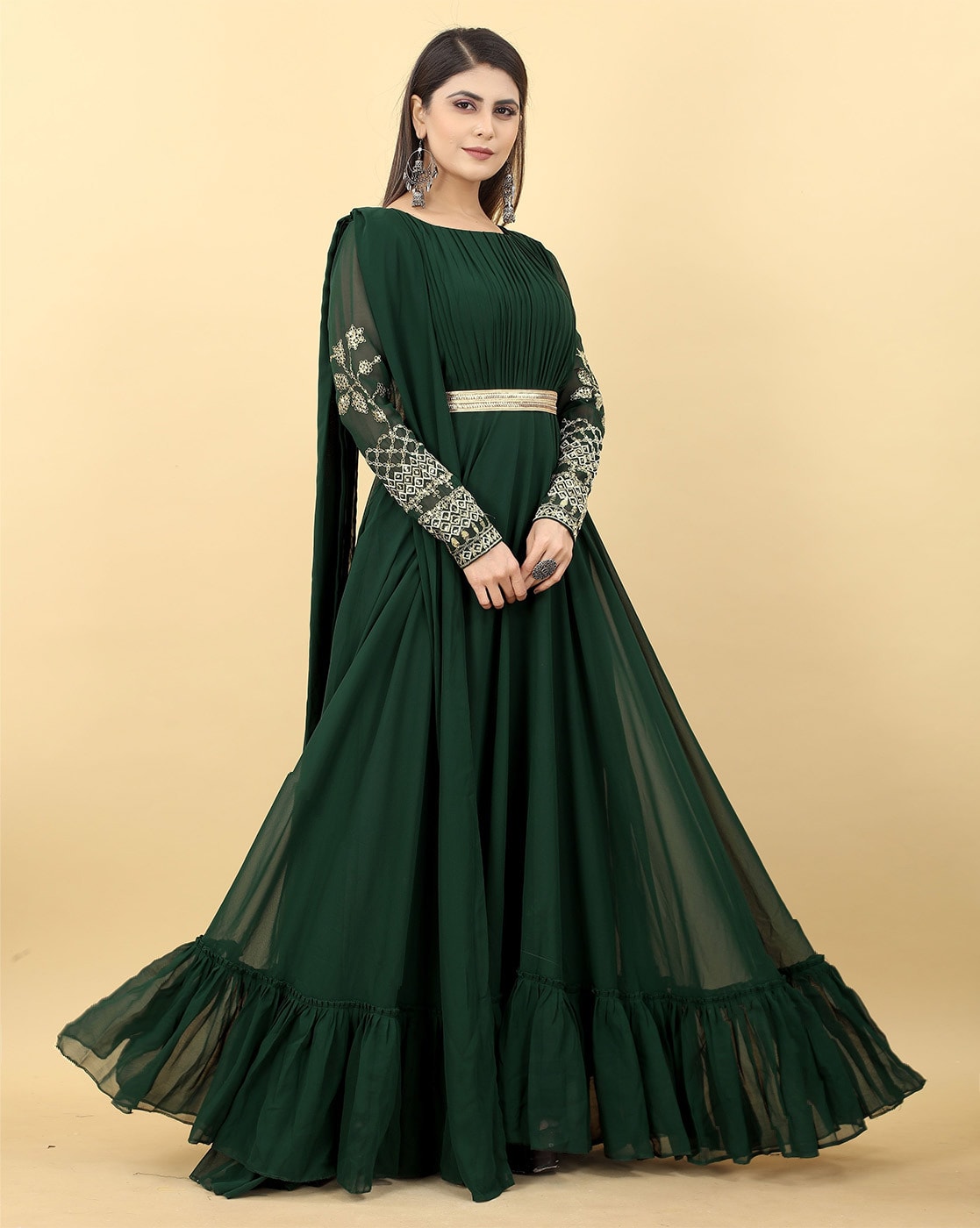 Green Modern Gowns For Indian Wedding Reception – Gunj Fashion