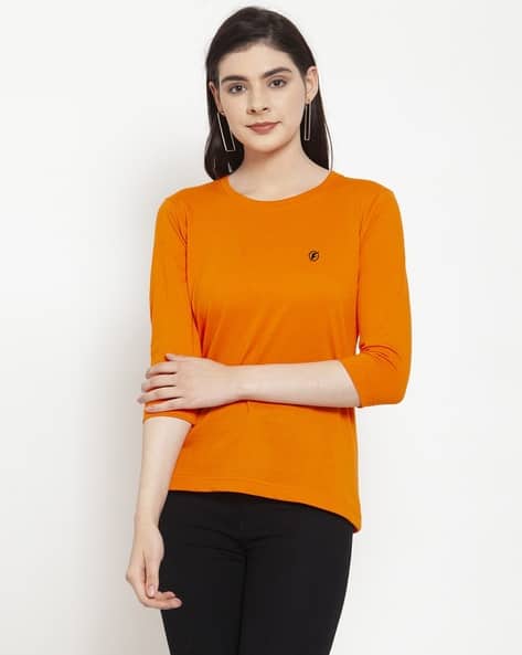 3/4th Sleeves Round Neck T-shirt