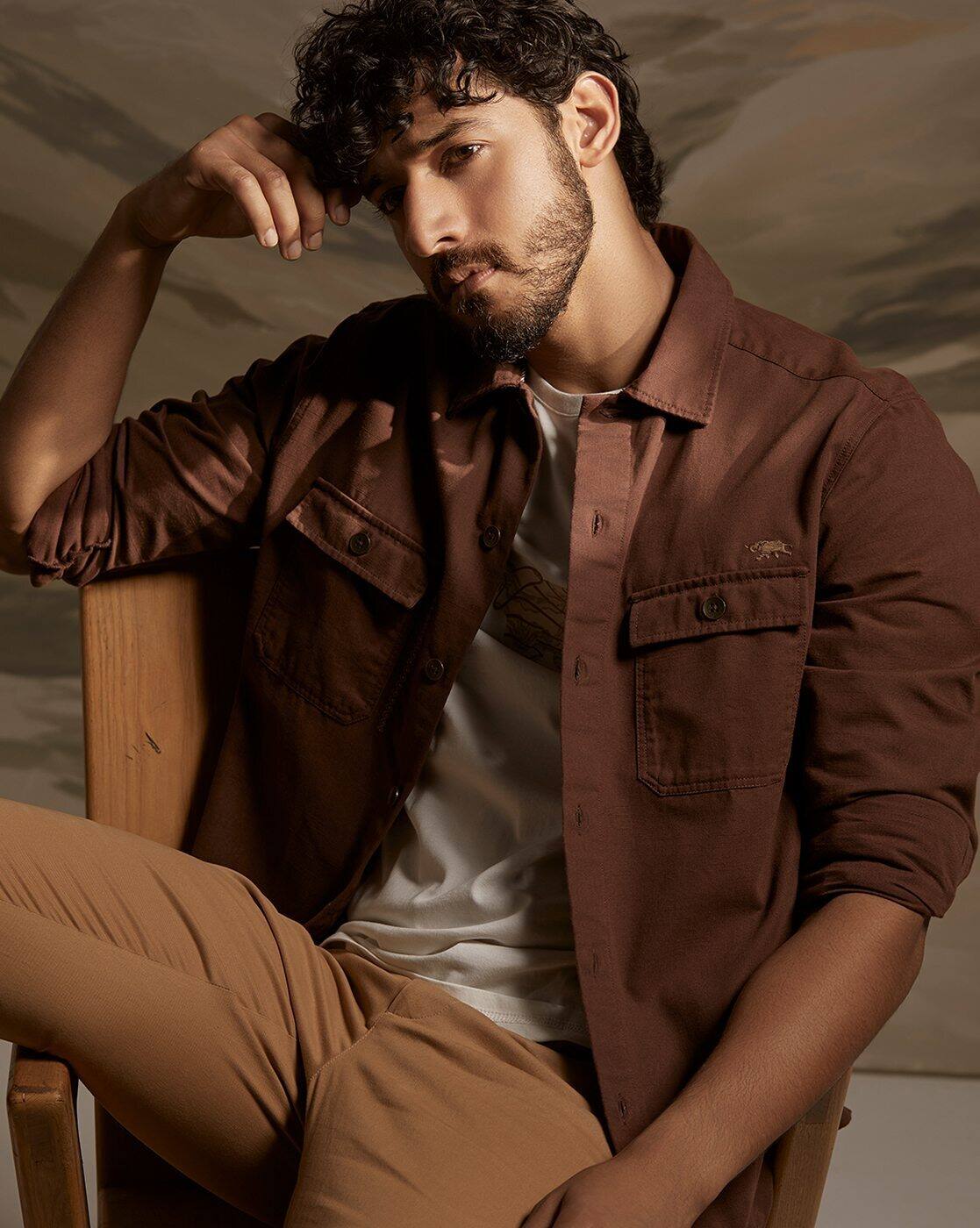 Men Regular Fit Shirt with Flap Pockets