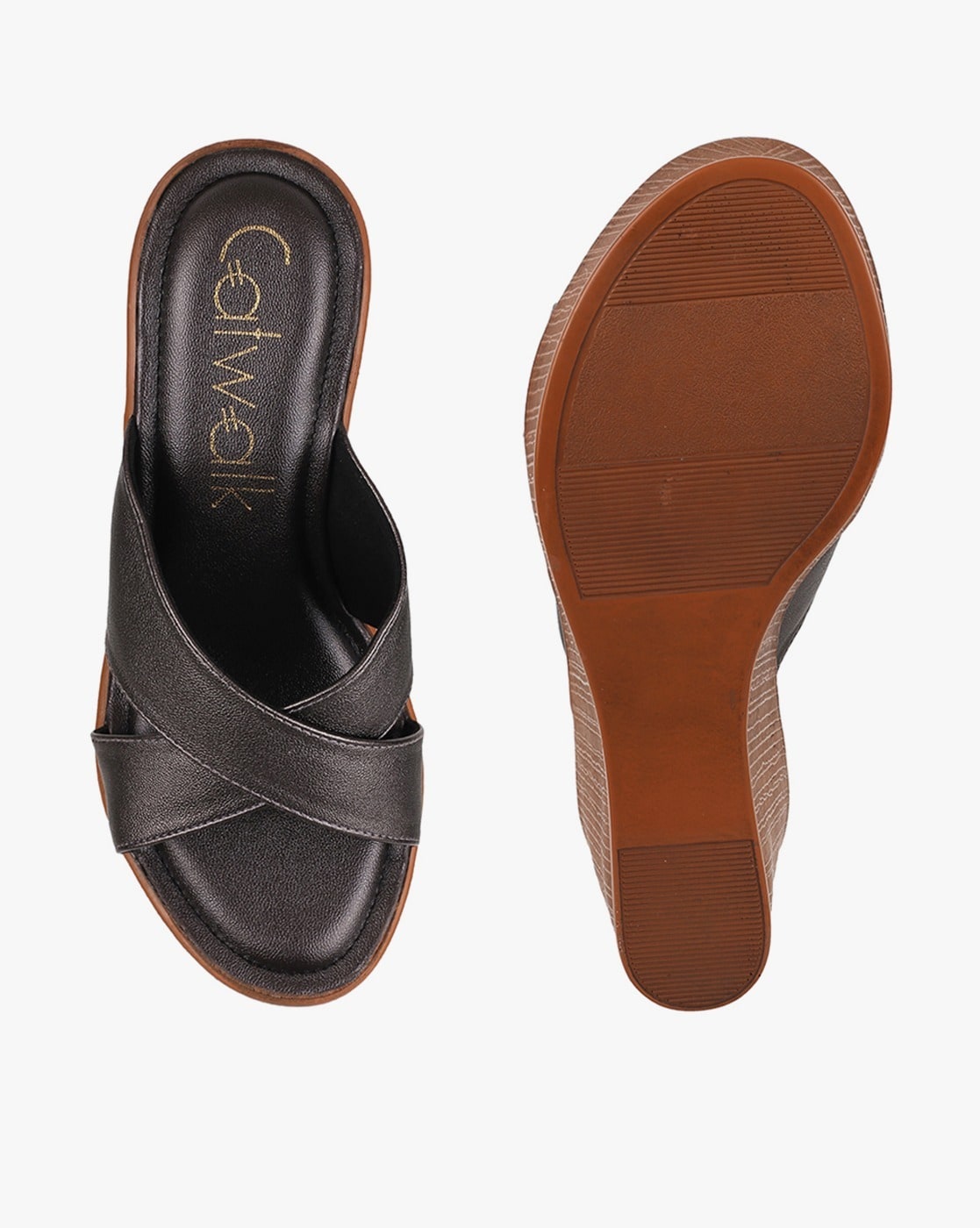 Buy CATWALK Black Womens Two-Strap Sandals | Shoppers Stop