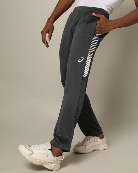 Buy Men Polyester Slim-Fit Gym Track Pants - Grey Online