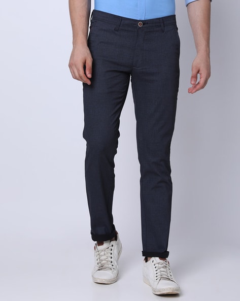 Buy Oxemberg Grey Slim Fit Flat Front Trousers for Mens Online @ Tata CLiQ