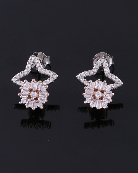 Silver stone earrings for women