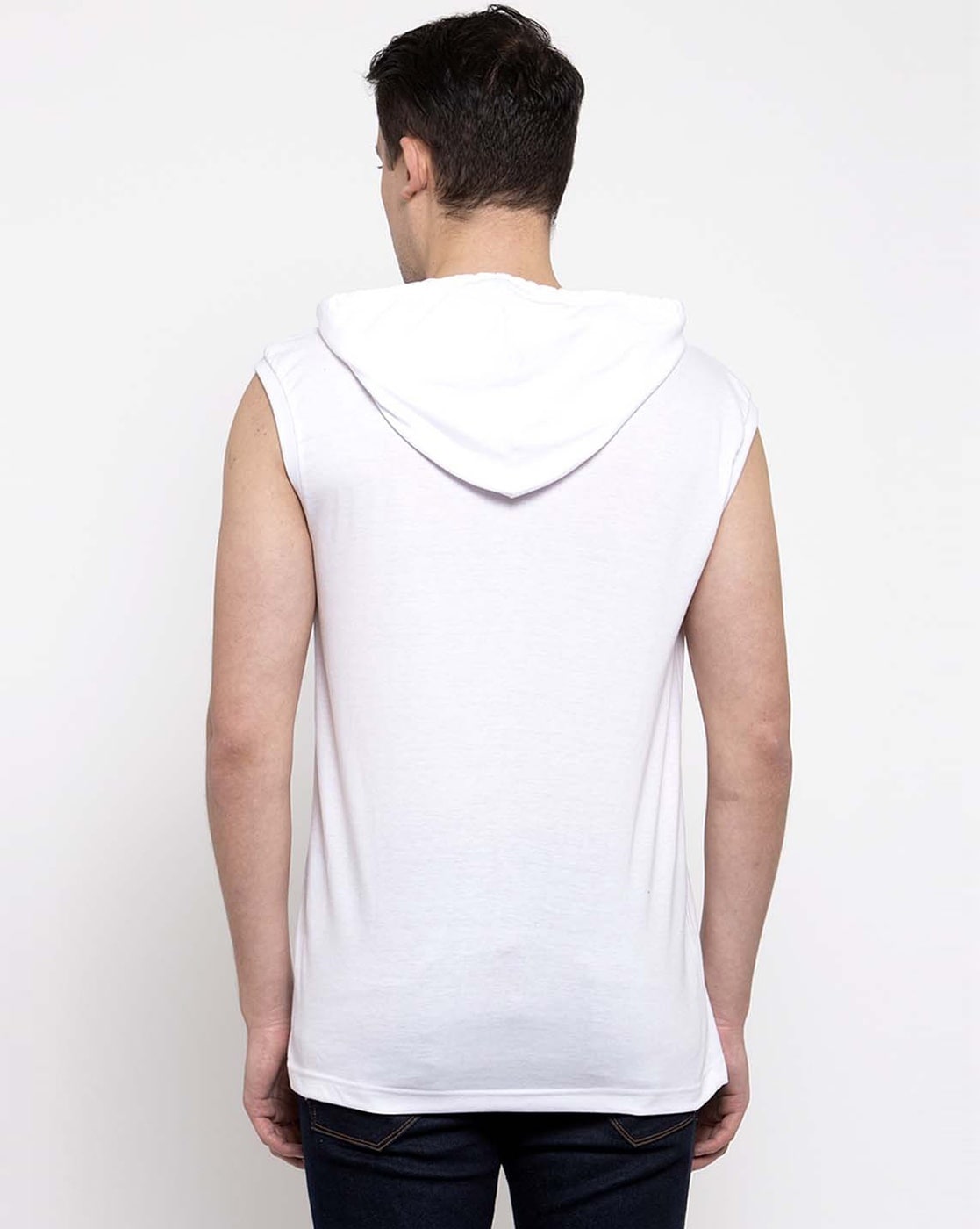 White sleeveless cheap hoodie mens