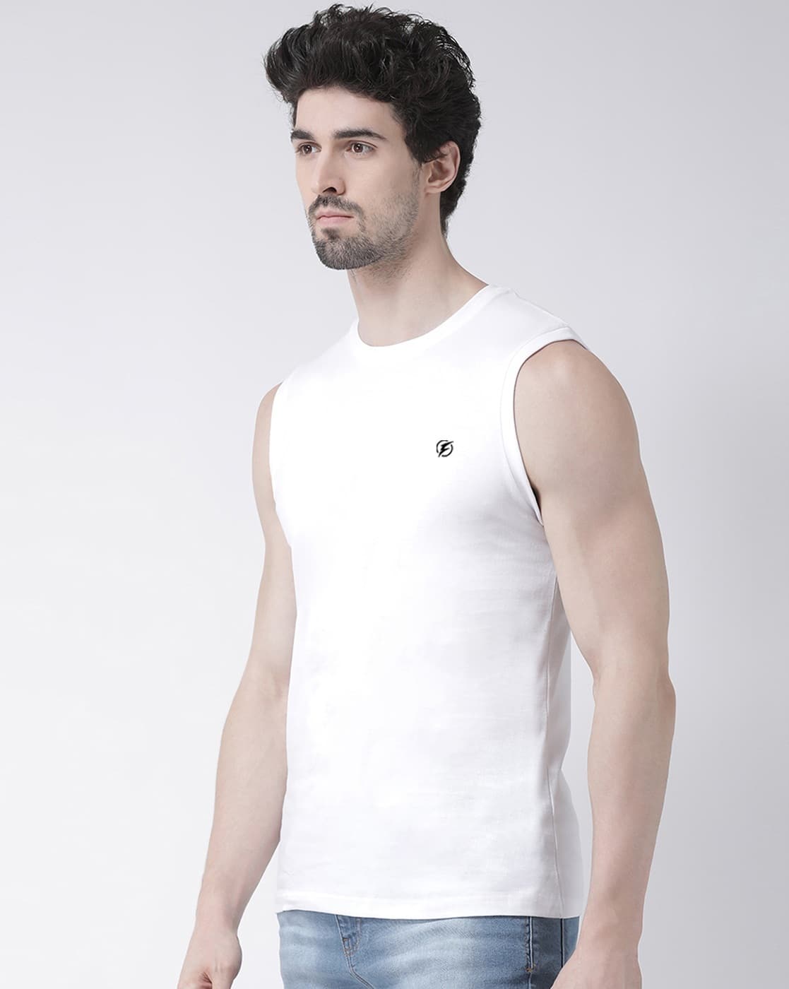 efu EATHER SLEEVELESS TOP ホワイトF Segav Men's Super Combed Cotton Round Neck Sleeveless Utra Soft