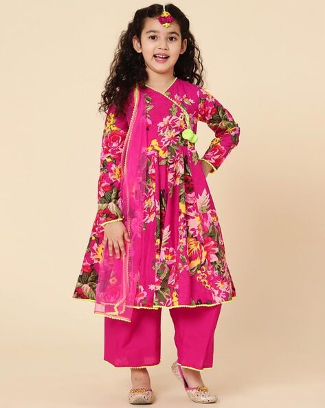 Buy Fuchsia pink Ethnic Wear Sets for Girls by A.T.U.N All Things