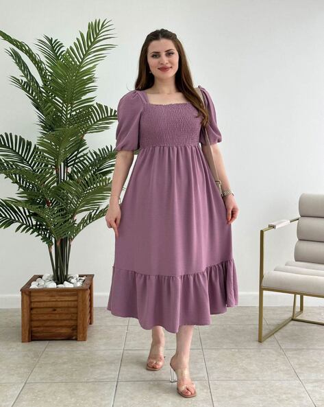 Women Square-Neck A-Line Dress